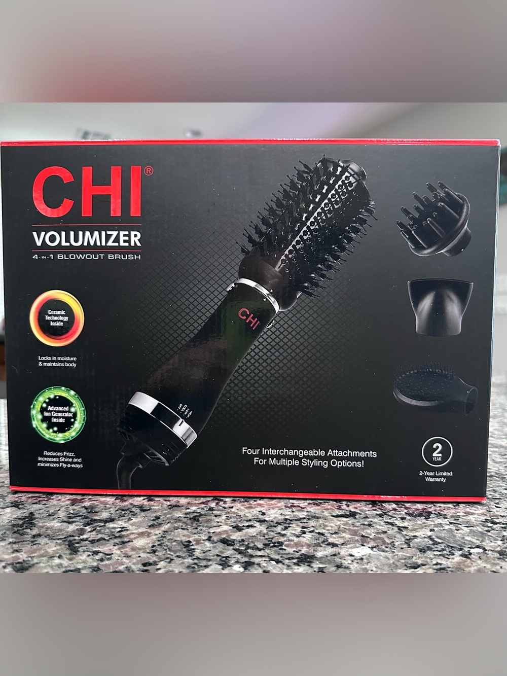 CHI Volumizer 4-in-1 Blowout Brush - Black & Red